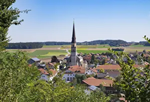 Deserted Village In Germany Prints: View from the Calvary towards Palling