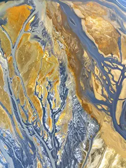 Abstract Landscape Prints: Top view captured by a drone, showcasing a mesmerizing abstract pattern of nature textures