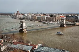 Chain Bridge Hungary Prints: View from above of the Chain Bridge