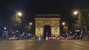 Champs Elysees View Prints: View along the Champs Elysees of the Arc de Triomphe