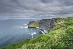 Cliffs Of Moher Ireland Prints: View over Cliffs of Moher on a overcast