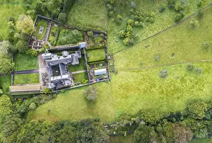Deserted Castle In Devon Prints: Top Down view of Compton Castle