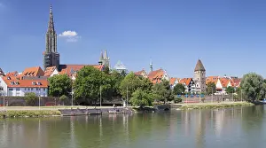 Gothic Church Architecture Prints: View over the Danube to the Munster