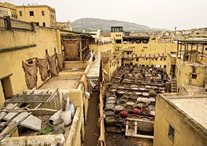 Prints of A view of a very difficult and unpleasant process in preparing leather sections Fez Prints: Leather Preparation Process Print