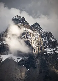 Mountain Range Prints: Detail view, dramatic light atmosphere on the mountain
