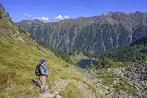 Woman In Nature Scenery Prints: View down to the Duisitzkarsee