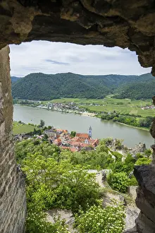Lower Austria Tourist Attraction Prints: View from Durnstein castle in spring