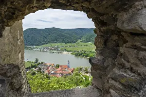 Historic Austrian Castles Prints: View from Durnstein castle in spring