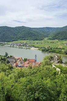 Lower Austria Tourist Attraction Prints: View from Durnstein castle in spring