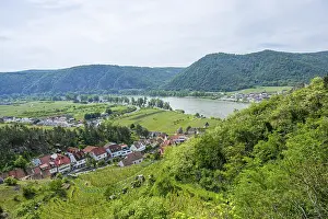 Lower Austria Tourist Attraction Prints: View from Durnstein castle in spring
