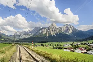 Deserted Railway Track Prints: View of Ehrwalder Sonnenspitze