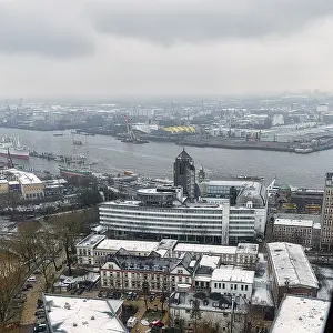 View From Above Hamburg Prints: View from above of the Elbe from above