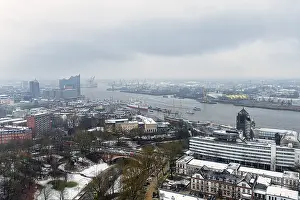 View From Above Hamburg Prints: View from above towards the Elbe