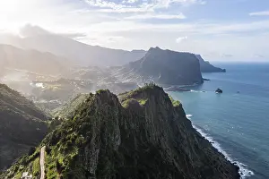 Rocky Coast Portugal Prints: View of forest-clad cliffs and mountains