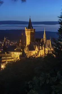 Wernigerode Castle Prints: View of the illuminated Wernigerode Castle