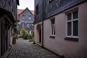 Central Europe City Portrait Prints: View of inner courtyard, shingles