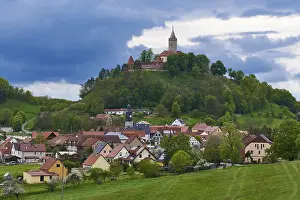 Historic German Village Scene Prints: View of the light castle and the town of Seitenroda in Thuringia