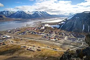 Svalbard Norway Landscape Prints: View over Longyearbyen from above