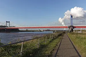 Rhine Bridge Duisburg Prints: View from the Mercatorinsel to the Friedrich-Ebert-Bridge