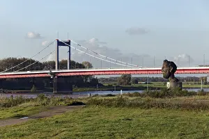 Rhine Bridge Duisburg Prints: View from the Mercatorinsel to the Friedrich-Ebert-Bridge