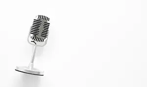 Top View Prints: Top view microphone with copy space