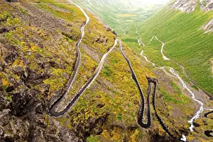 Norwegian Tourist Attraction Prints: View of mountain road