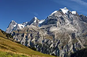 Swiss Alps Mountain Range Prints: View of Mt. Eiger, Mt. Moench and Mt