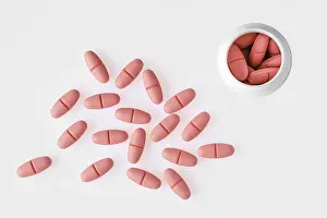 Healthy Lifestyle Choice Prints: Top view of multi vitamin comples pills
