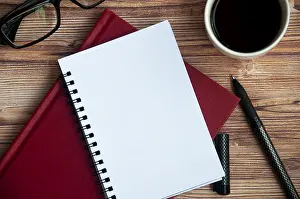 Business Attire Concept Prints: Top view of notepad with customizable space for text or message