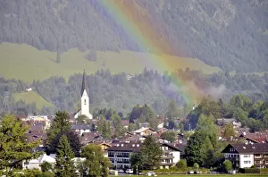 Southern Germany Scenic View Prints: View over Oberstdorf with rainbow