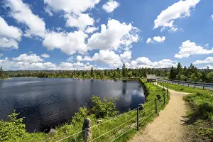 Harz Mountains Landscape Prints: A view of the Oderteich in the Harz Mountains under a blue sky