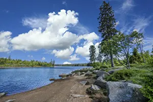 Images Dated 22nd May 2024: Oderteich Print: A serene Harz Mountains landscape under a clear blue sky