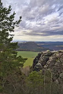Panoramic Image Of Germany Prints: View from the Pfaffenstein. Forests