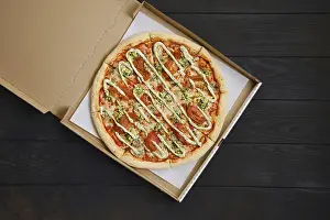 Top View Image Prints: Top view of pizza with mozzarella