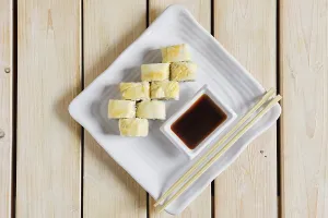 Salmon Rolls Prints: Top view of portion of rolls with salmon