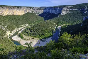 No People Landscape Photography Prints: View of the river bends, Ardeche