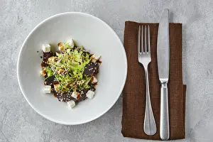 Top View Of Salad Prints: Top view of salad with boiled beetroot