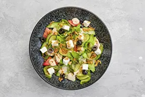 View From Above Meal Prints: Top view of salad with lettuce