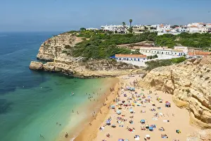 Portuguese Beaches Prints: View of sandy beach with bathers