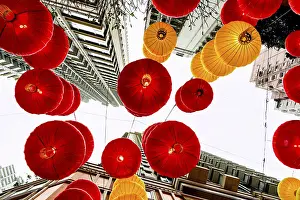 Urban Architecture At Night Prints: From below view of striking red