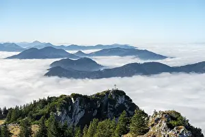 Cloudy Mountain Top View Prints: View from the summit of Breitenstein to the summit of Bockstein