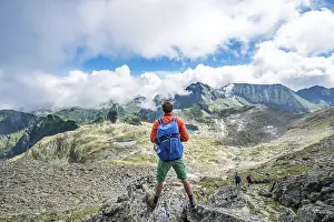 Hiker In The Alps Prints: View from the summit of the Greifenberg