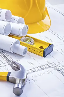 Hard Hat Safety Gear Prints: View on tools hammer blueprints level hardhat