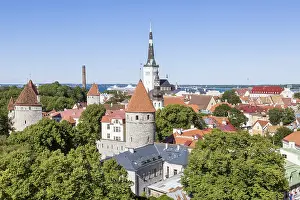 Prints of View from Toompea Hill on the Lower Town, old town with the St Estonia Prints: View from Toompea Hill Print, Tallinn, Estonia