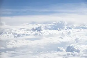 Aerial View Prints: View over towering clouds, cloudy sky