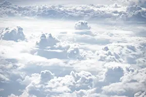 Aerial View Prints: View over towering clouds, cloudy sky