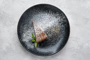 Dark Chocolate Dessert Prints: Top view of triangular piece of chocolate cake on a plate