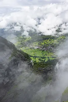 Switzerland Alpine Landscape Prints: View of the valley to Grindelwald