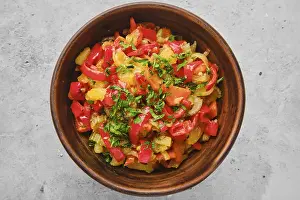 Vegetable Ragout Prints: Top view of vegetable ragout