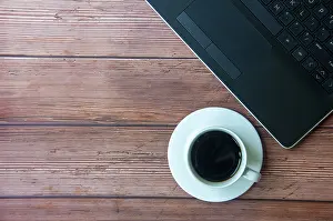 Top Down View Prints: Top down view of a workspace setup customizable for text of message